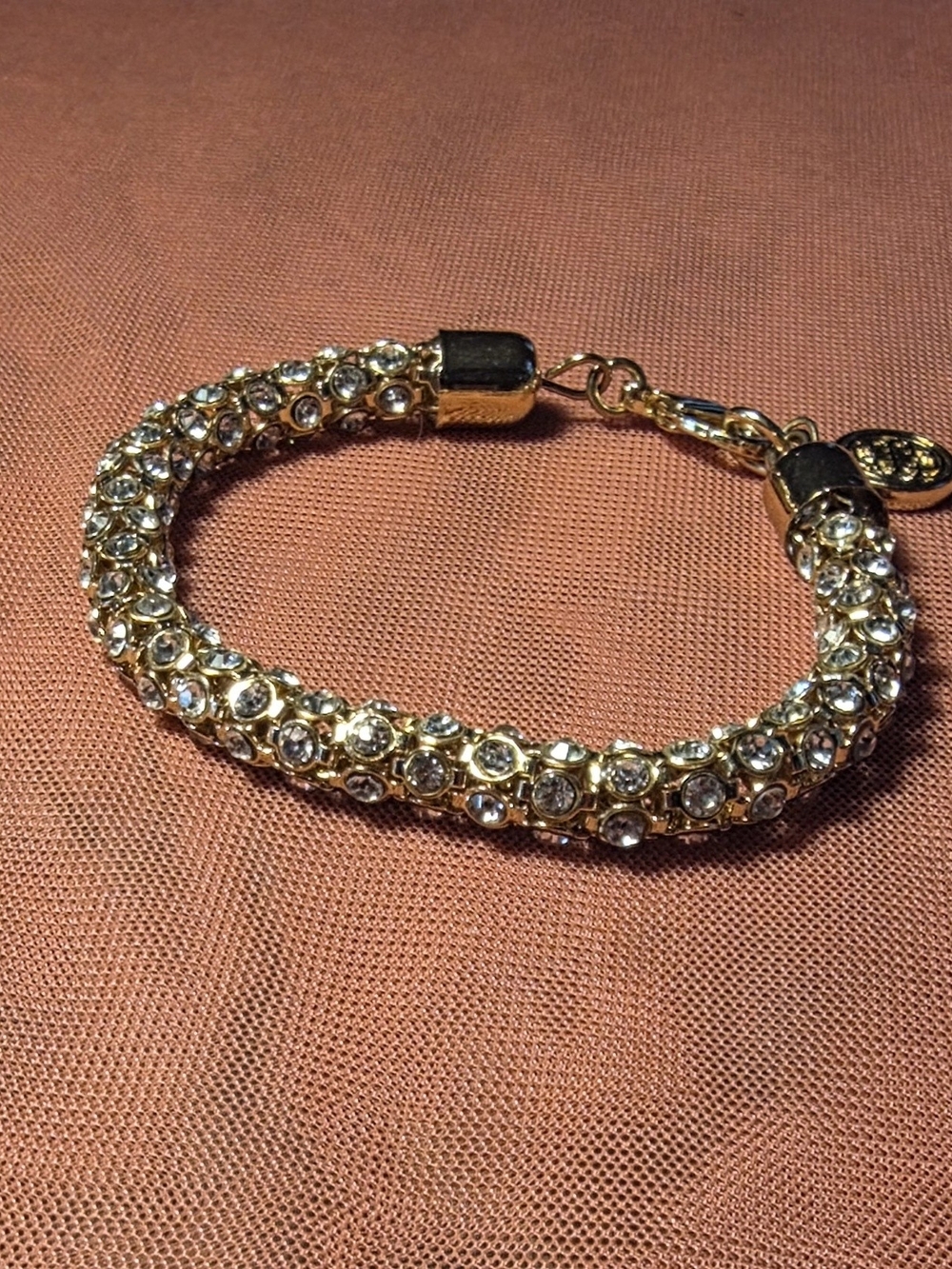 Gold Tone Rhinestone Pavé Rope Bracelet